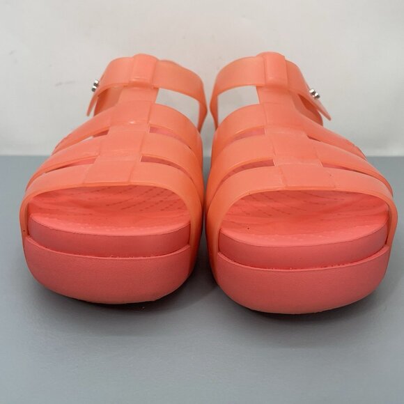 Crocs Splash Glossy Fisherman Sandals Strappy Platform Watermelon Pink Womens 9 - Picture 4 of 13